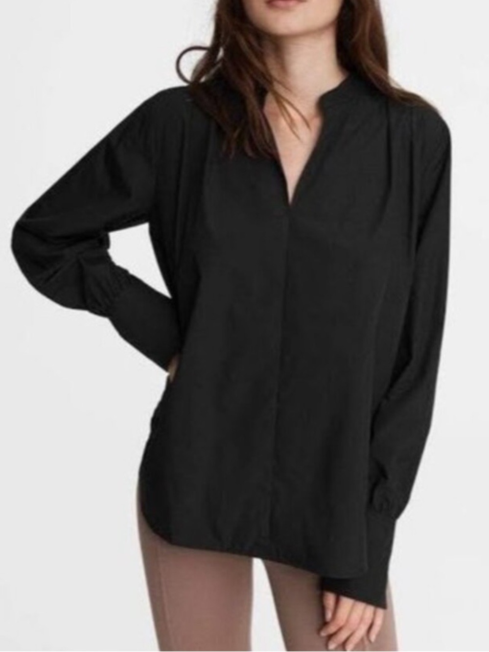 Rag & Bone Carly Poplin Cotton Blouse Relaxed Fit Top Black Size M Minimalist